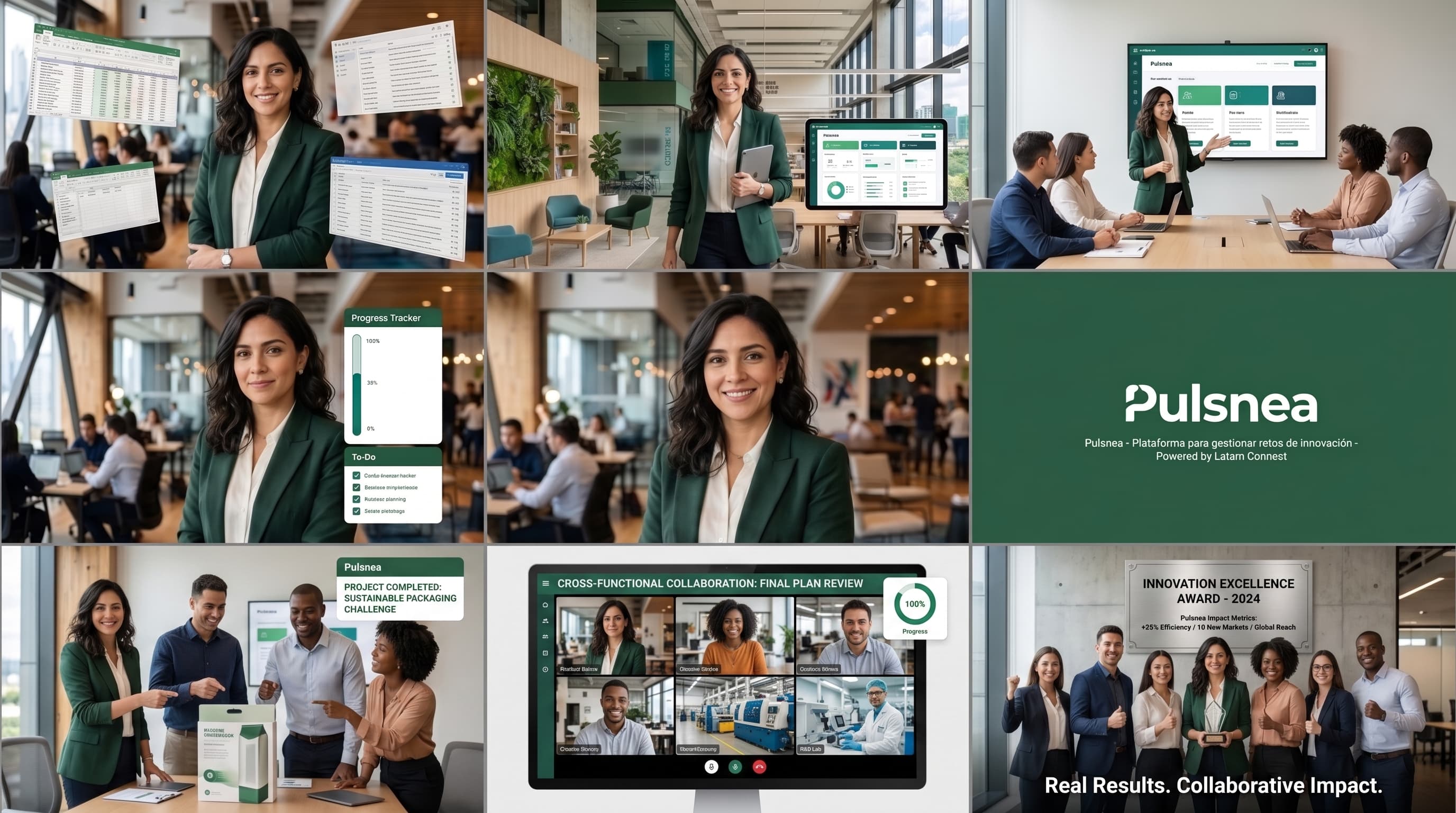 Equipo colaborando en un programa de innovación